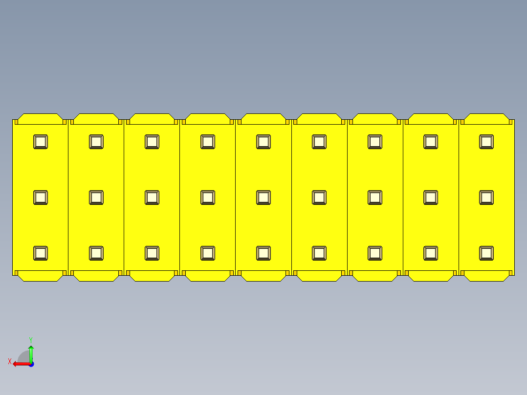 彩色公头100mil（2.54mm）系列-DS1021_yellow_3x09p_100mil_Type5_rev1.0后视图
