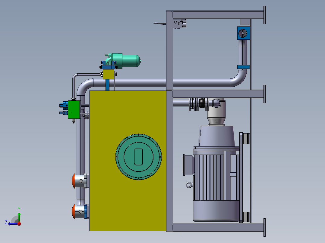 双电机上下结构式液压站右视图