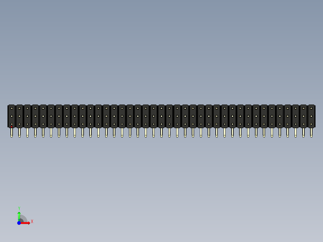 彩色公排针 100mil 2.54mm 系列-DS1022_black_3x39p_100mil_TypeD_rev1.0前视图