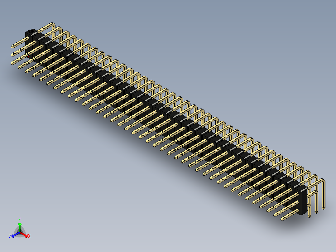 彩色公排针 100mil 2.54mm 系列-DS1022_black_3x39p_100mil_TypeD_rev1.0正等轴测图