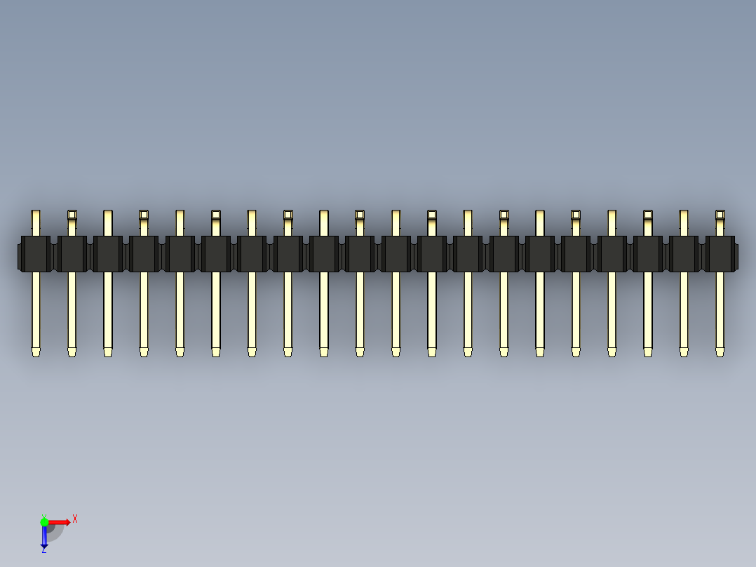 彩色公排针 100mil 2.54mm 系列-DS1022_black_20p_100mil_Type_SMT_R2_rev1.0俯视图