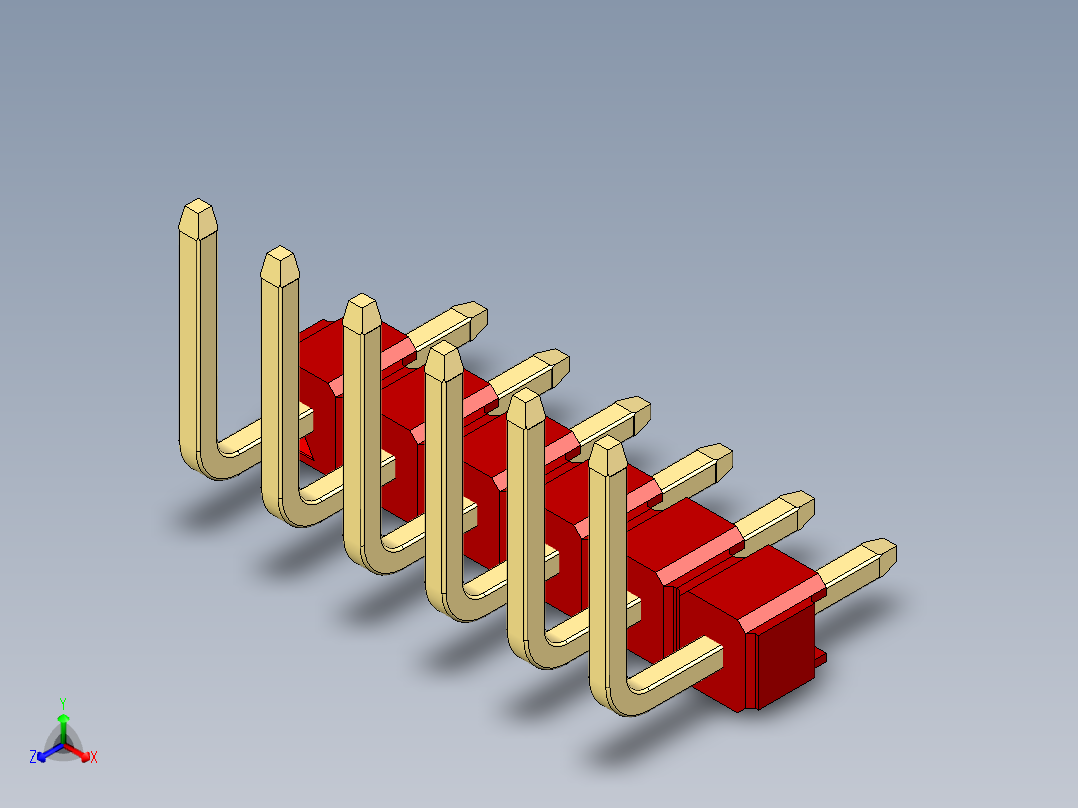 彩色公排针 100mil 2.54mm 系列-DS1022_red_06p_100mil_TypeU_rev1.0
