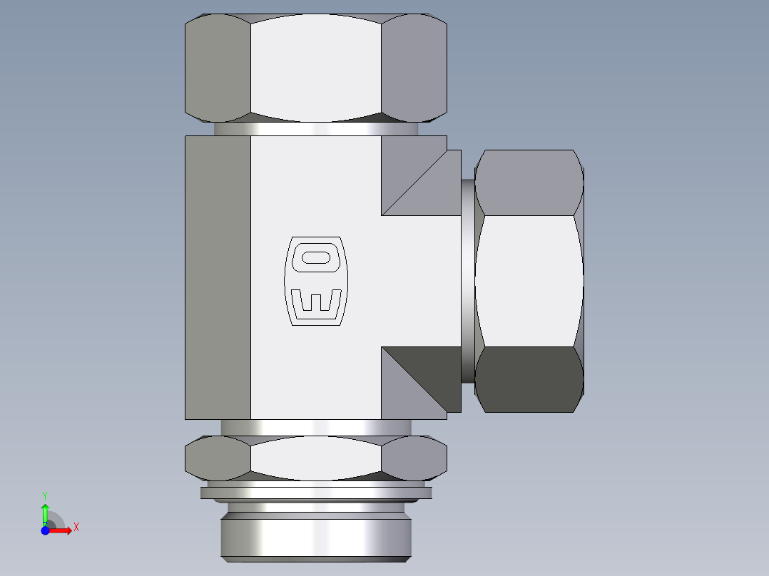 卡套式工业通用硬管接头EO_Adjustable_locknut_run_tee_LEE35LMCF前视图