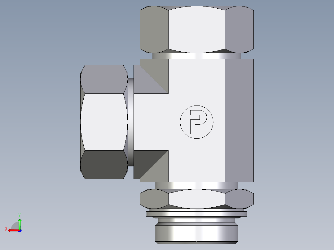 卡套式工业通用硬管接头EO_Adjustable_locknut_run_tee_LEE35LMCF后视图
