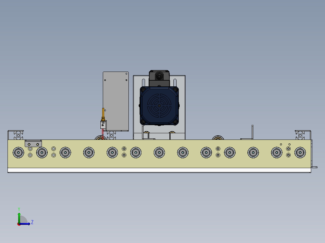 步进电机皮带传动的输送结构左视图