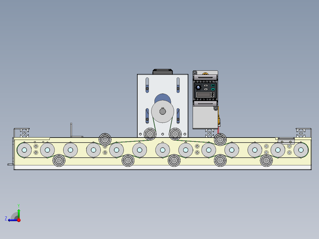 步进电机皮带传动的输送结构右视图