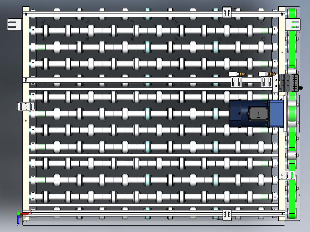 步进电机皮带传动的输送结构俯视图