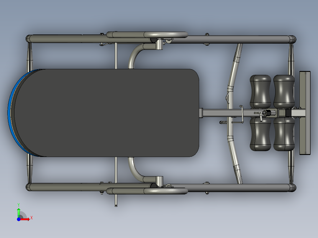 用于脊柱治疗练习的倒置台前视图