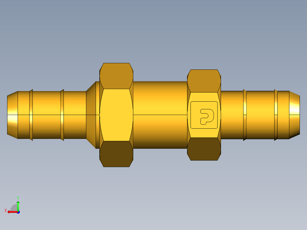 工业通用螺蚊管倒齿式工业硬管接头Bulkhead Union 22BH-6-6后视图