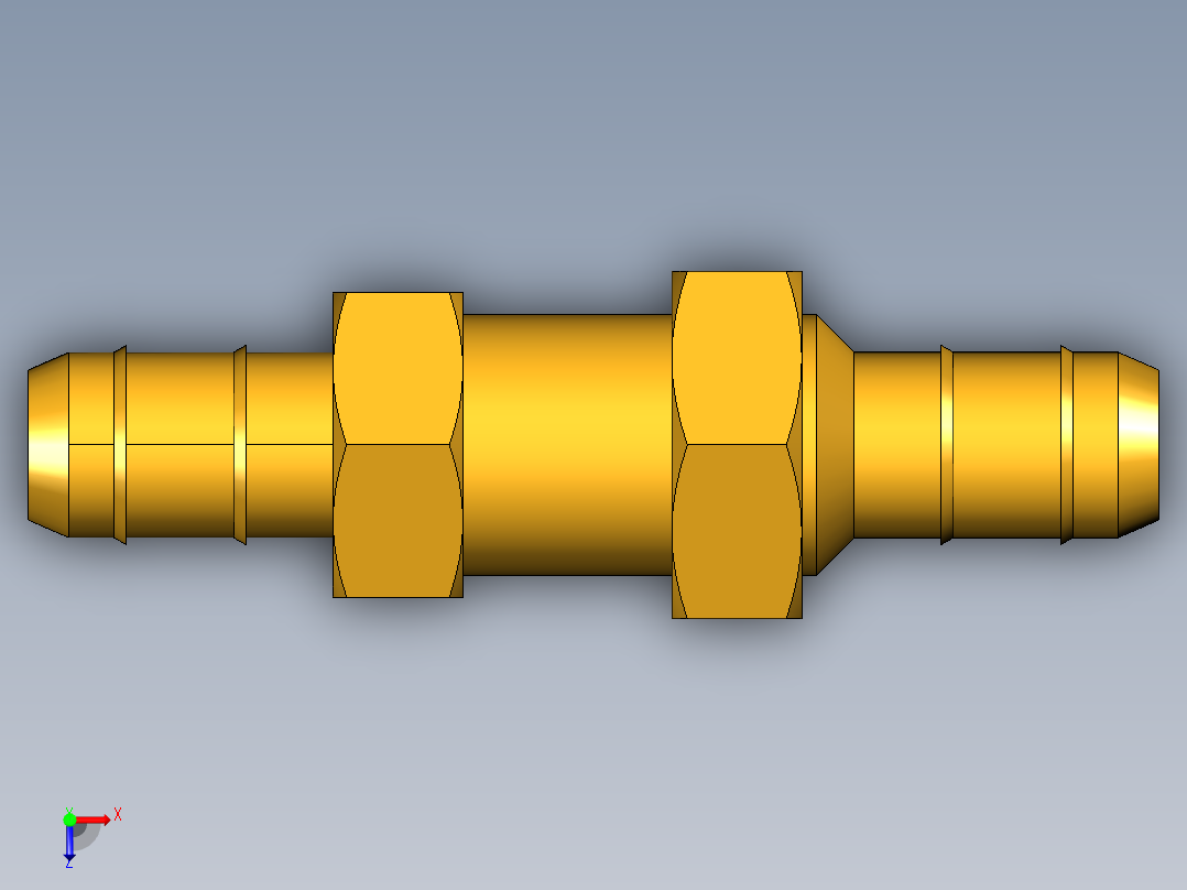 工业通用螺蚊管倒齿式工业硬管接头Bulkhead Union 22BH-6-6俯视图