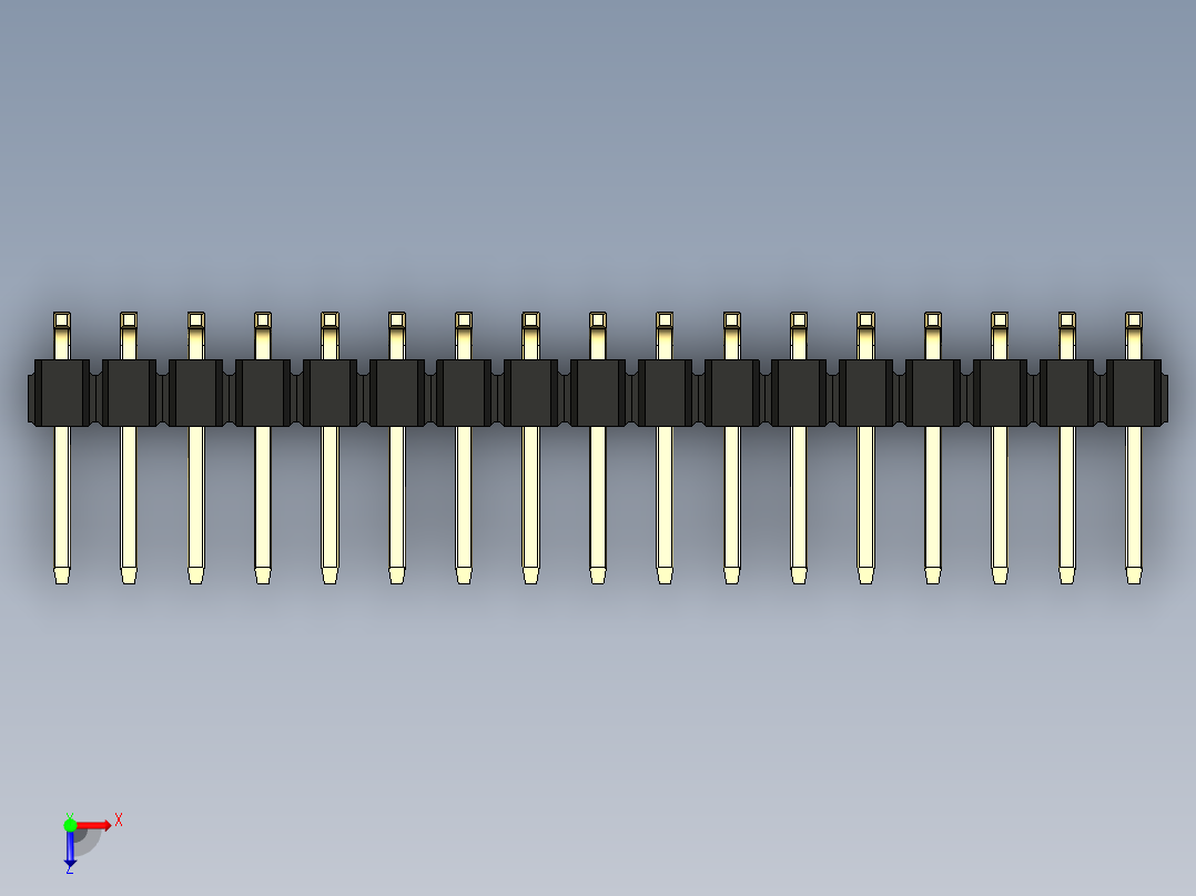 彩色公排针 100mil 2.54mm 系列-DS1022_black_34p_100mil_TypeSMT_rev1.0俯视图