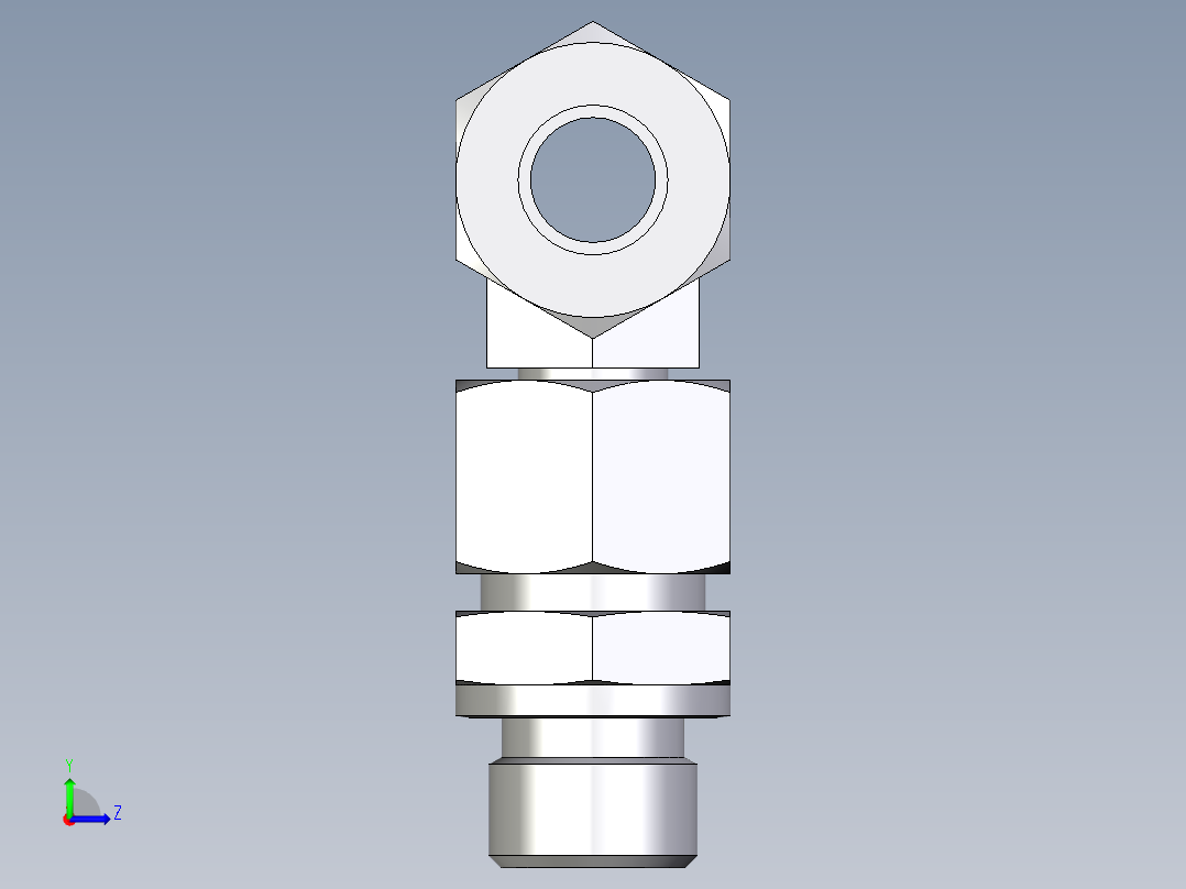 卡套式工业通用硬管接头EO_Assembled_adjustable_standpipe_branch_tee_EVT12LR71左视图