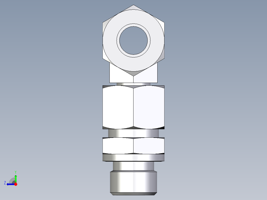 卡套式工业通用硬管接头EO_Assembled_adjustable_standpipe_branch_tee_EVT12LR71右视图