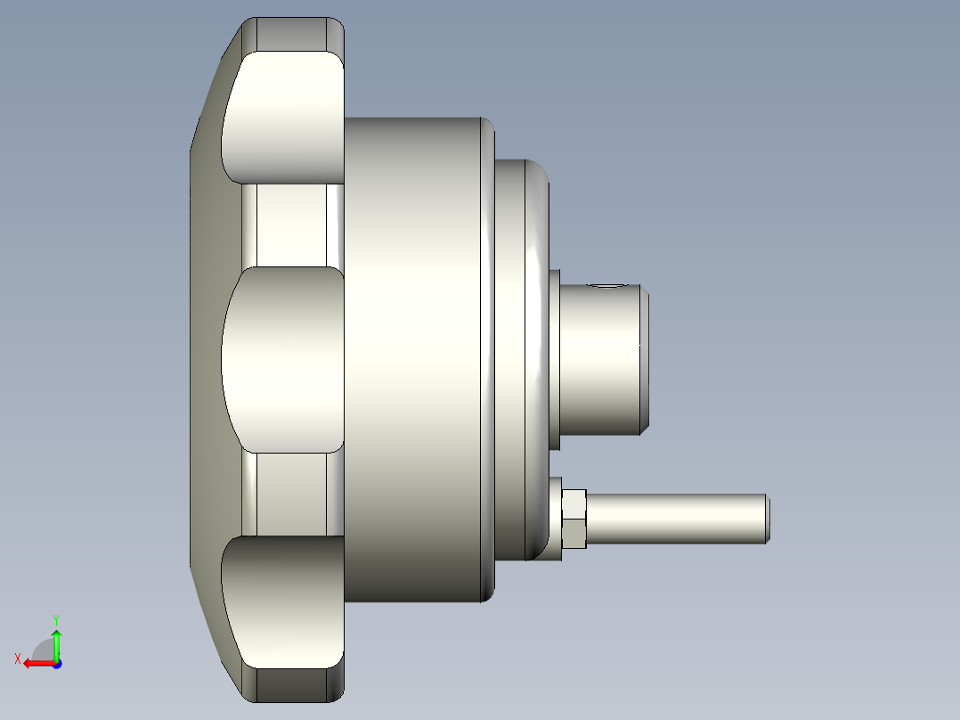 工程塑膠手輪(安裝水平指示器用)VHT-3D多系列多零件图纸模型后视图