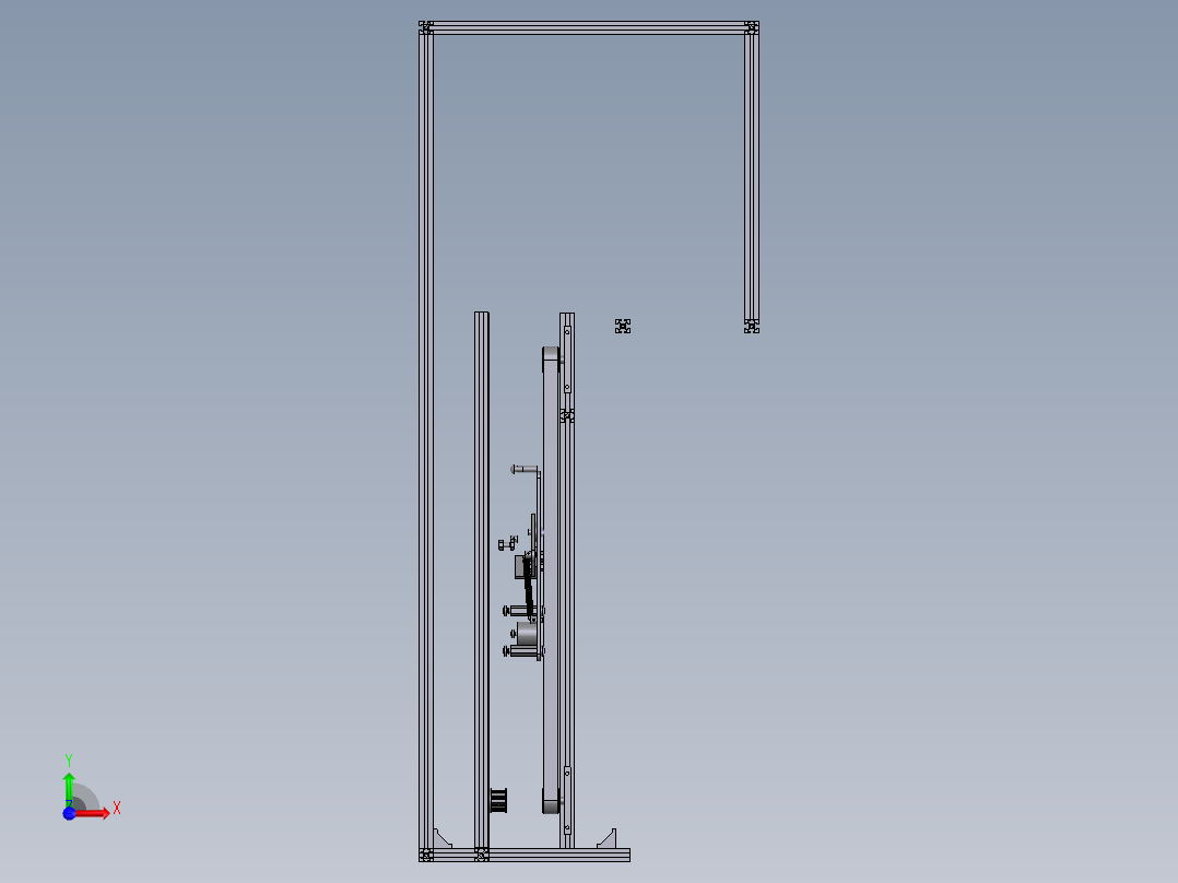 全自动硬纸板包装机 三维和二维图纸及设计说明书前视图