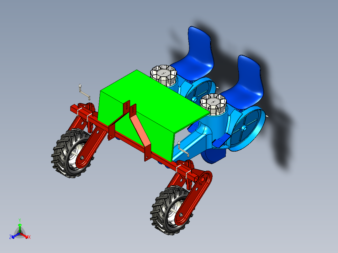 农业机械移栽机三维模型正等轴测图
