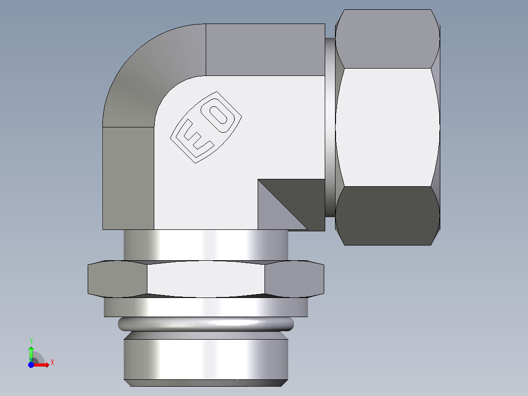 卡套式工业通用硬管接头EO_Adjustable_Locknut_elbow_WEE28ZLMORCF前视图
