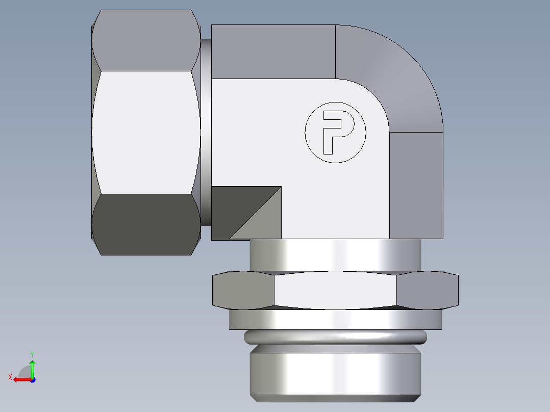 卡套式工业通用硬管接头EO_Adjustable_Locknut_elbow_WEE28ZLMORCF后视图