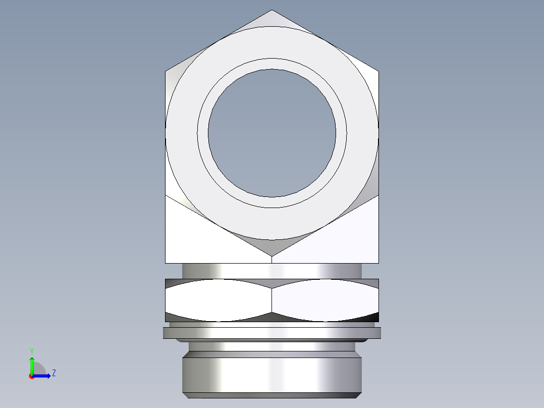 卡套式工业通用硬管接头EO_Adjustable_locknut_branch_tee_TEE35LMCF左视图