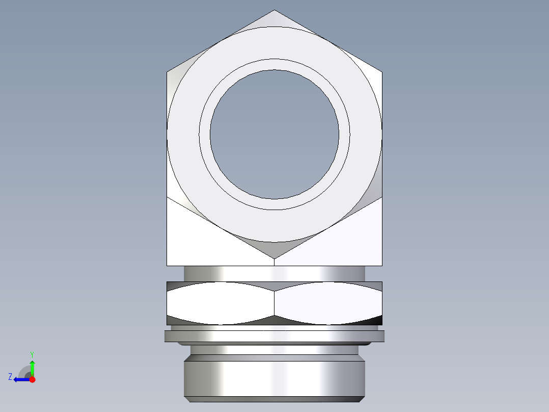 卡套式工业通用硬管接头EO_Adjustable_locknut_branch_tee_TEE35LMCF右视图
