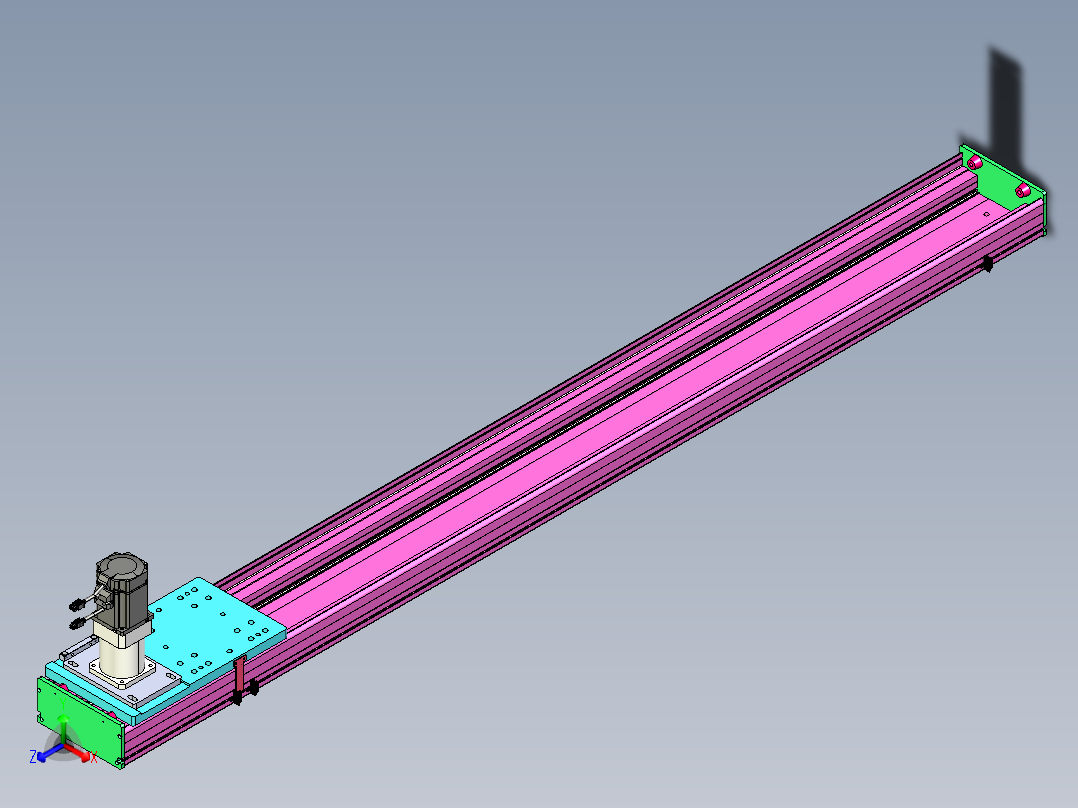 东锦齿条传动DH210G-L167-S1850-BU-减速机+P750W正等轴测图