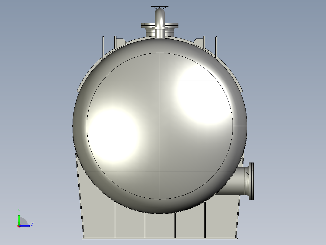 石油和天然气储罐压力容器左视图