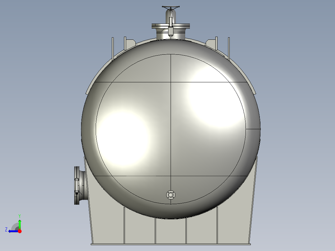 石油和天然气储罐压力容器右视图