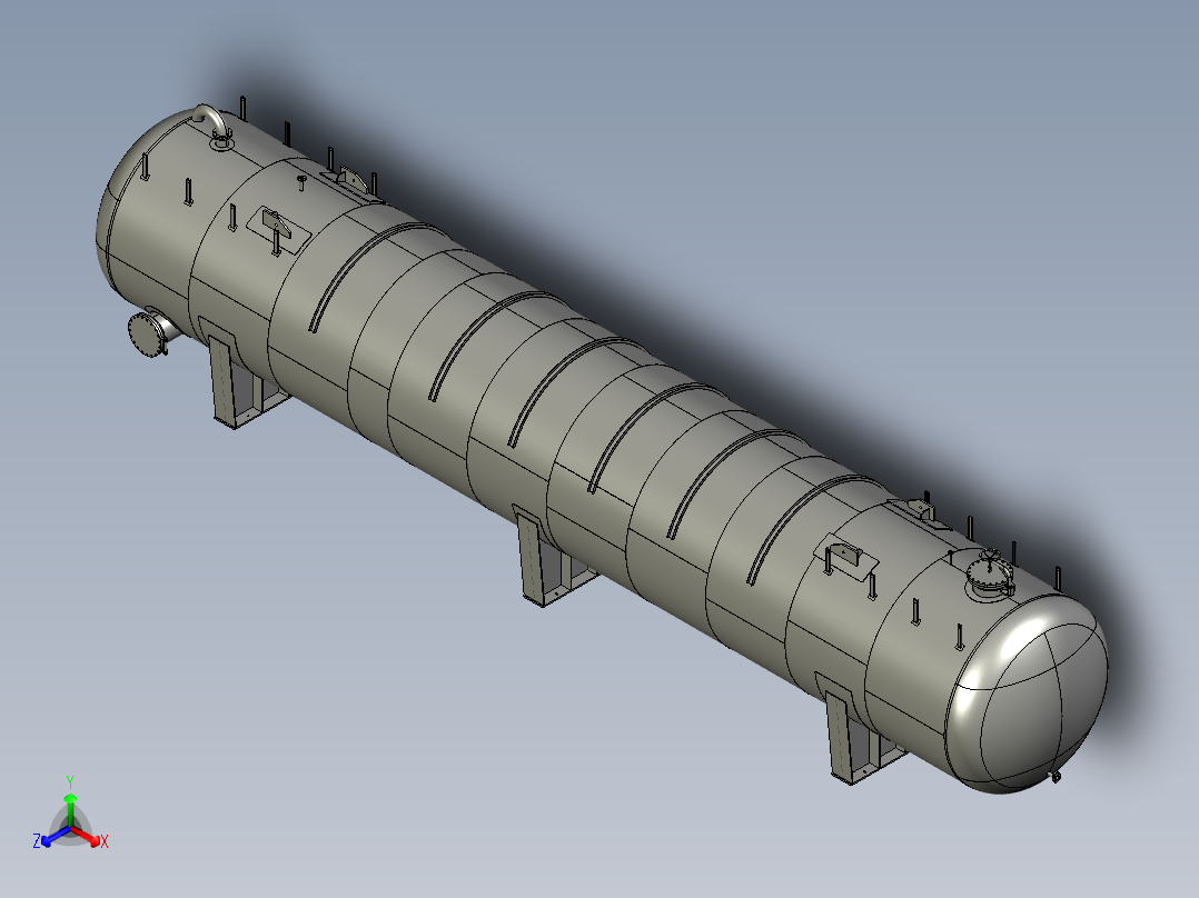 石油和天然气储罐压力容器正等轴测图