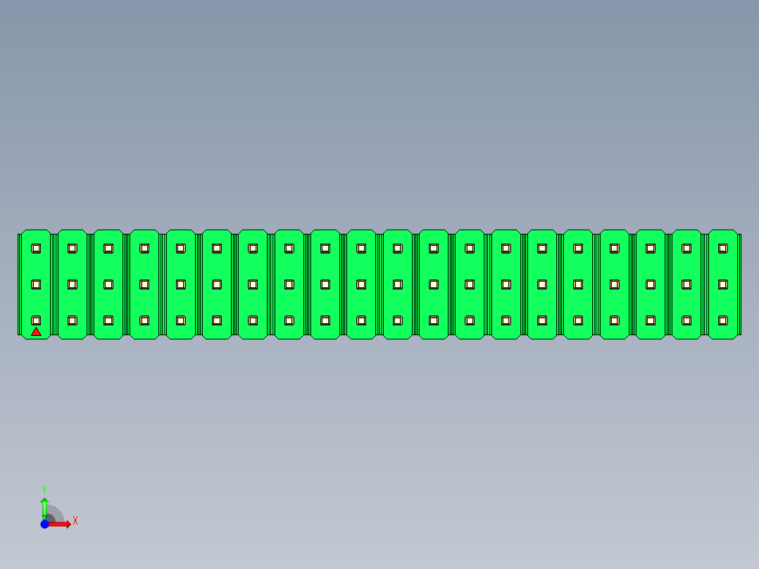 彩色公头100mil（2.54mm）系列-DS1021_green_3x20p_100mil_Type19_rev1.0前视图