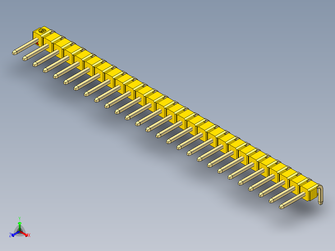 彩色公排针 100mil 2.54mm 系列-DS1022_yellow_1x27p_100mil_TypeD_rev1.0