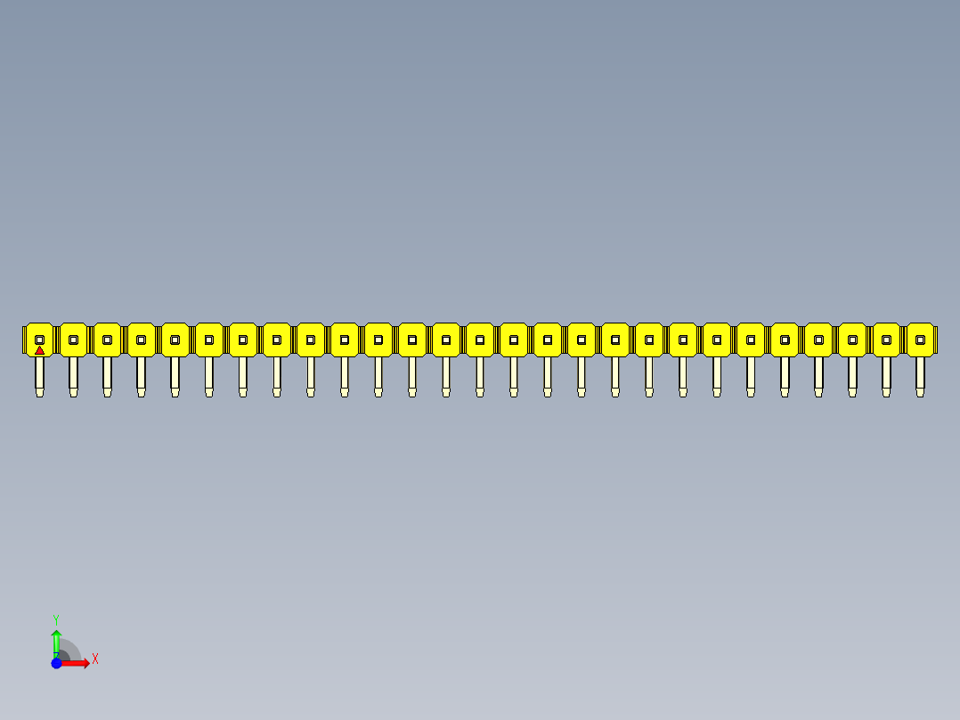 彩色公排针 100mil 2.54mm 系列-DS1022_yellow_1x27p_100mil_TypeD_rev1.0前视图