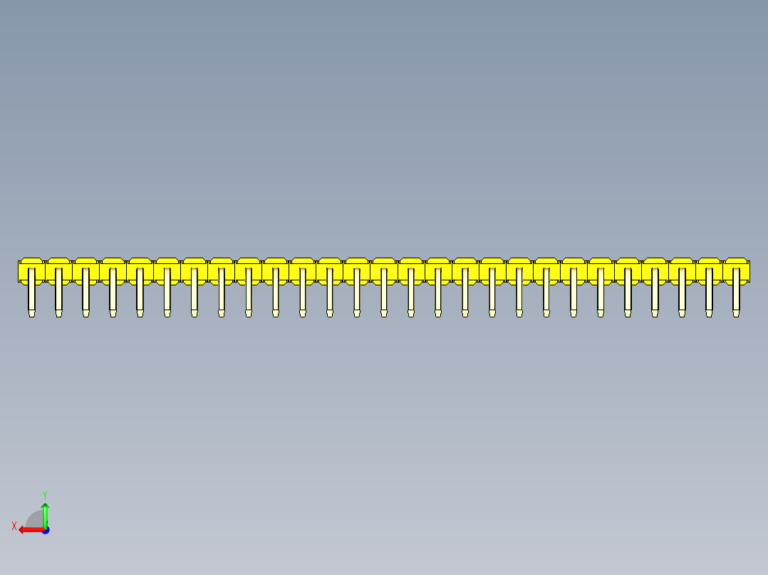 彩色公排针 100mil 2.54mm 系列-DS1022_yellow_1x27p_100mil_TypeD_rev1.0后视图