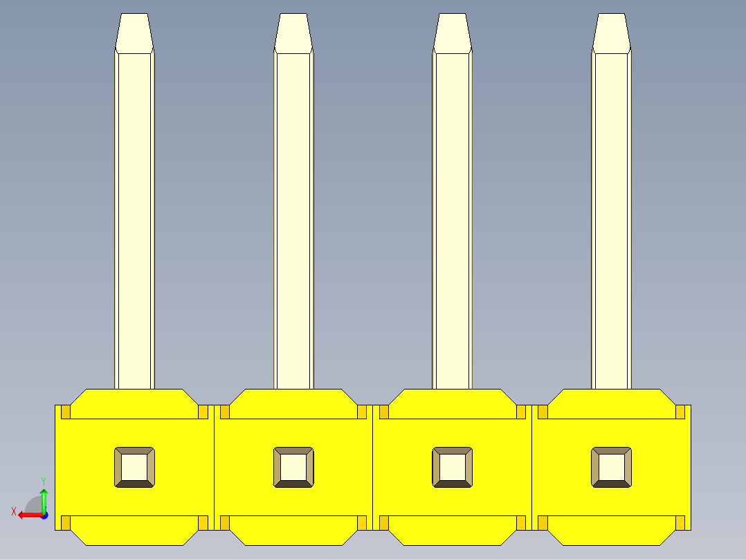 彩色公排针 100mil 2.54mm 系列-DS1022_yellow_04p_100mil_TypeU_rev1.0后视图