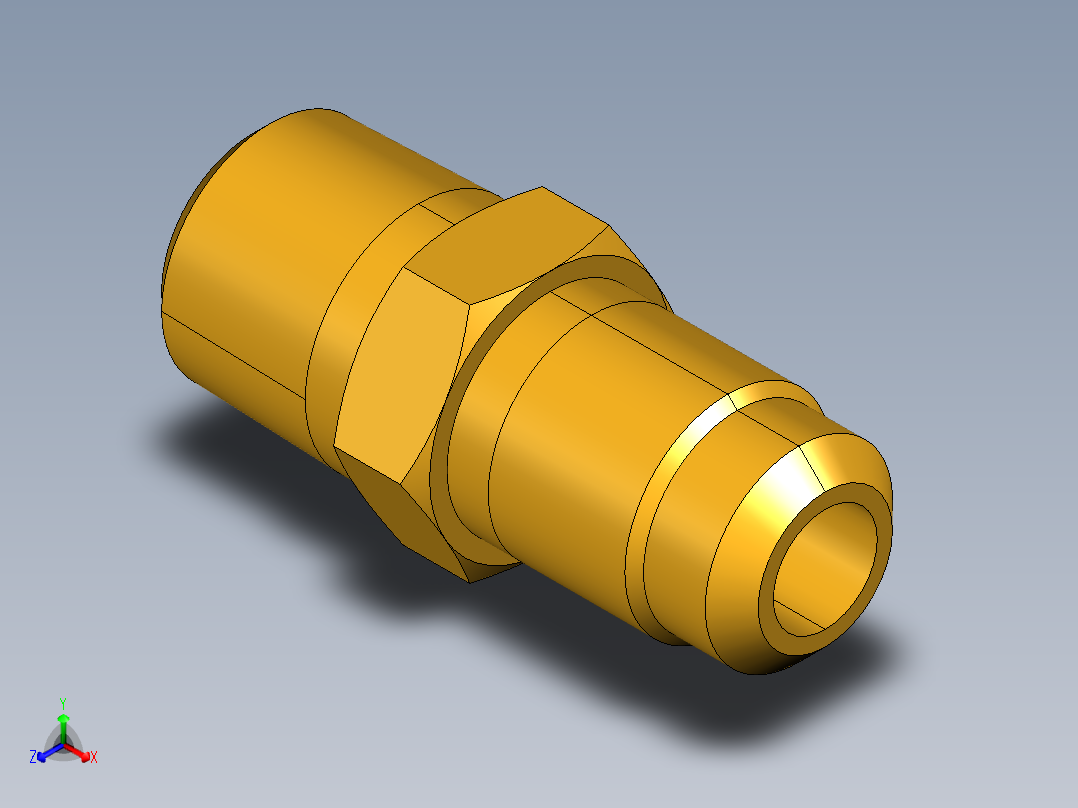 扩口式工业通用硬管接头Male Connector 48F-4-2正等轴测图
