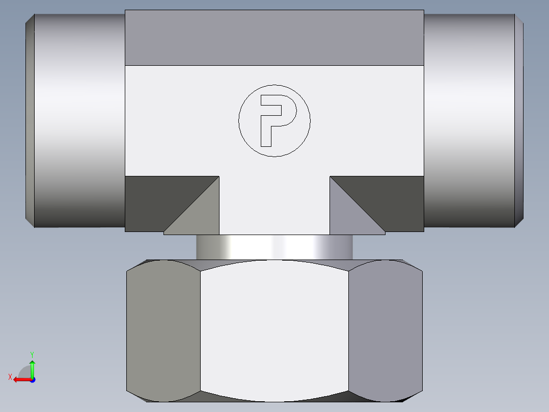卡套式工业通用硬管接头EO_Standpipe_branch_tee_EVT22LOMDCF后视图