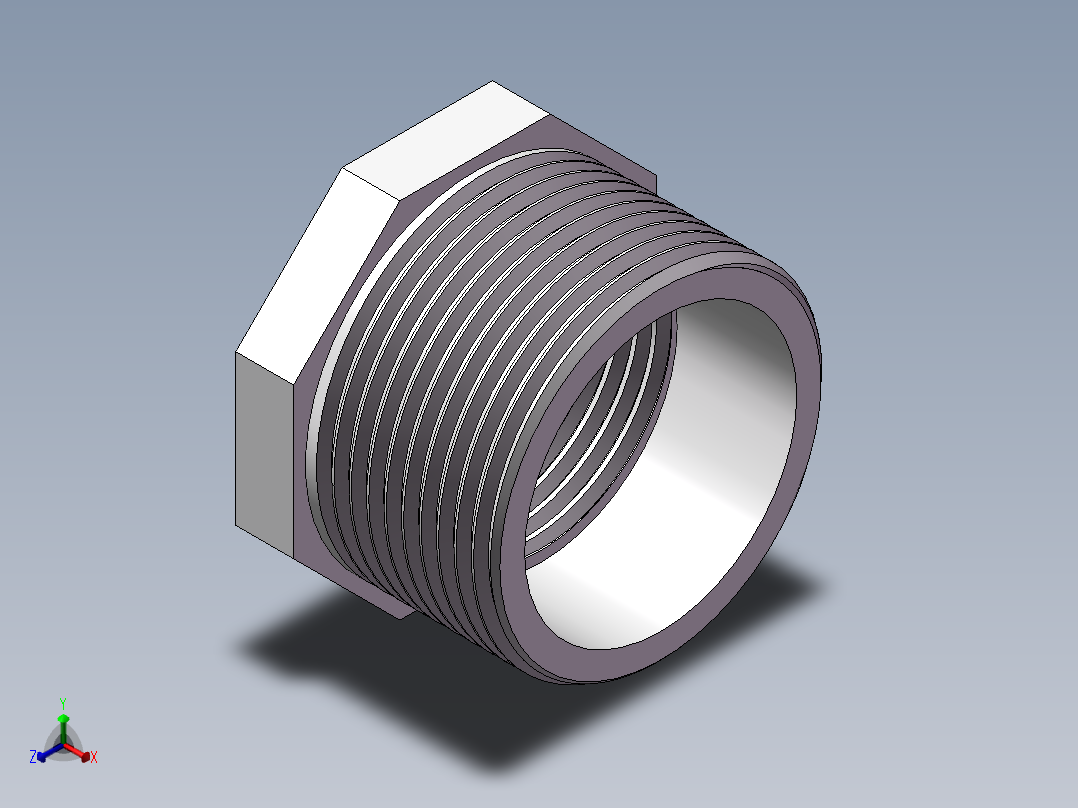 转接头-内外丝异径 DN32-DN25正等轴测图