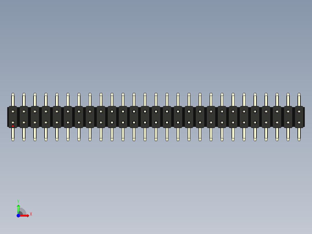 彩色公排针 100mil 2.54mm 系列-DS1022_black_54p_100mil_TypeSMT_rev1.0前视图