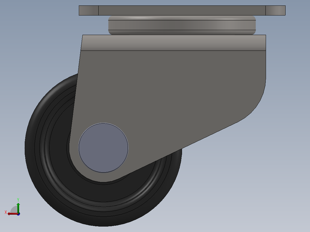 32mm尼龙软式转轮蓖麻轮手推车家具单轮矩形顶部盘360度旋转后视图
