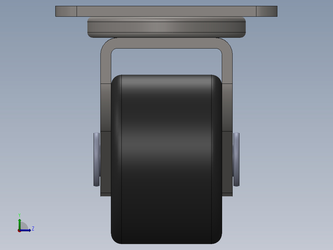 32mm尼龙软式转轮蓖麻轮手推车家具单轮矩形顶部盘360度旋转左视图