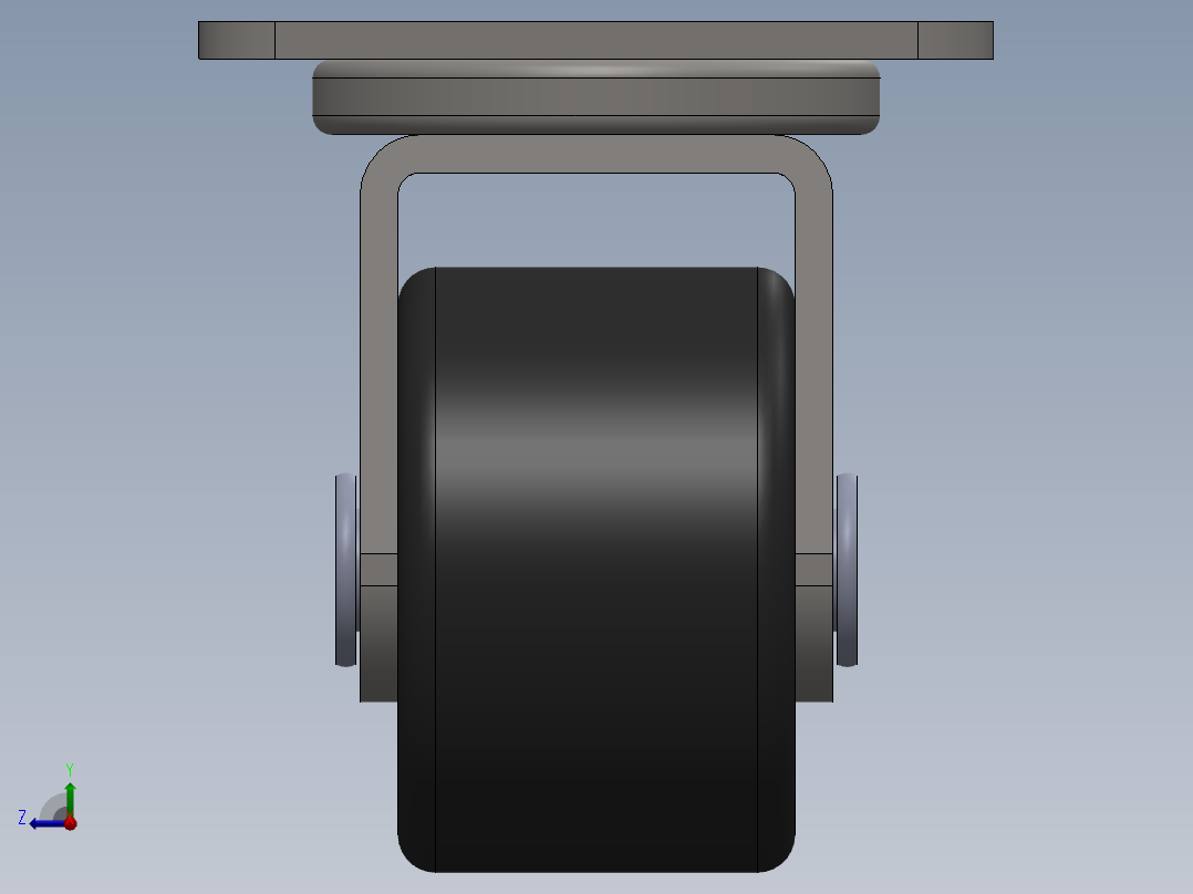 32mm尼龙软式转轮蓖麻轮手推车家具单轮矩形顶部盘360度旋转右视图