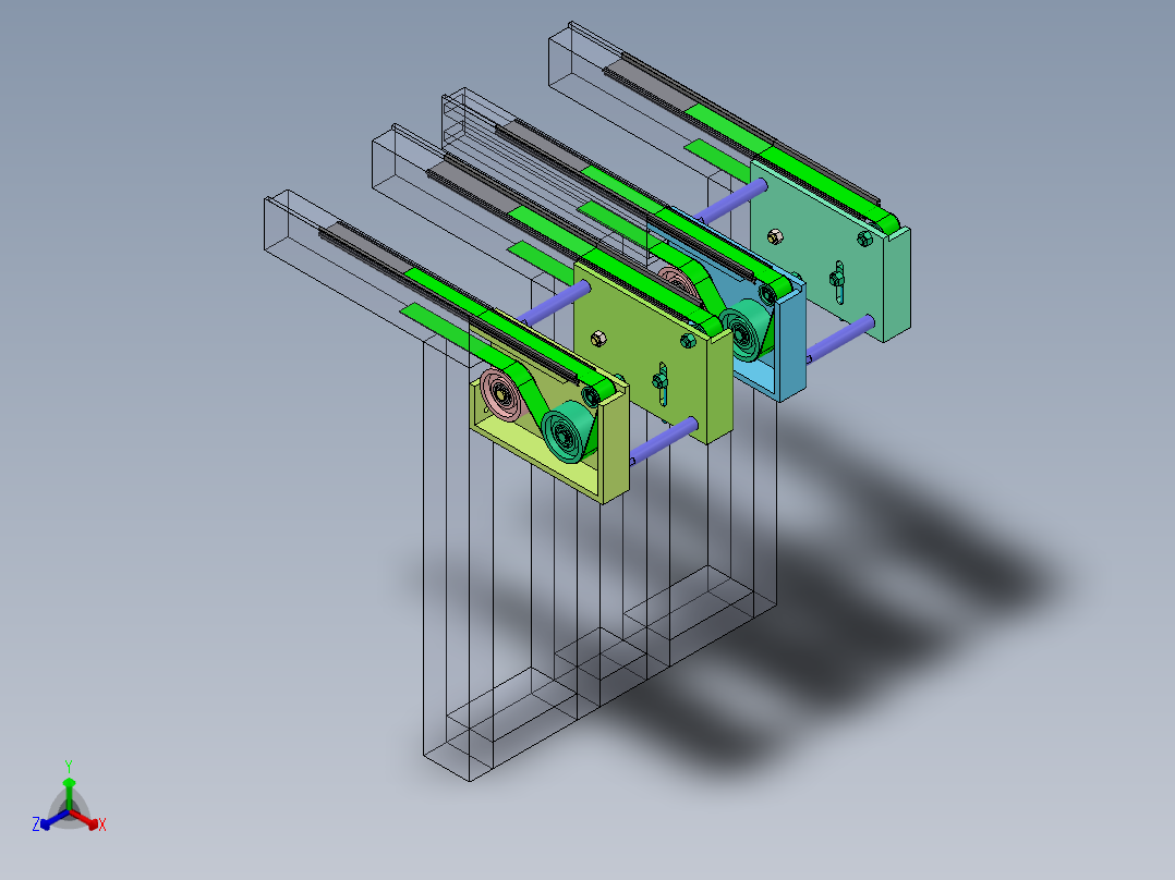 平皮带流水线返回端模块正等轴测图