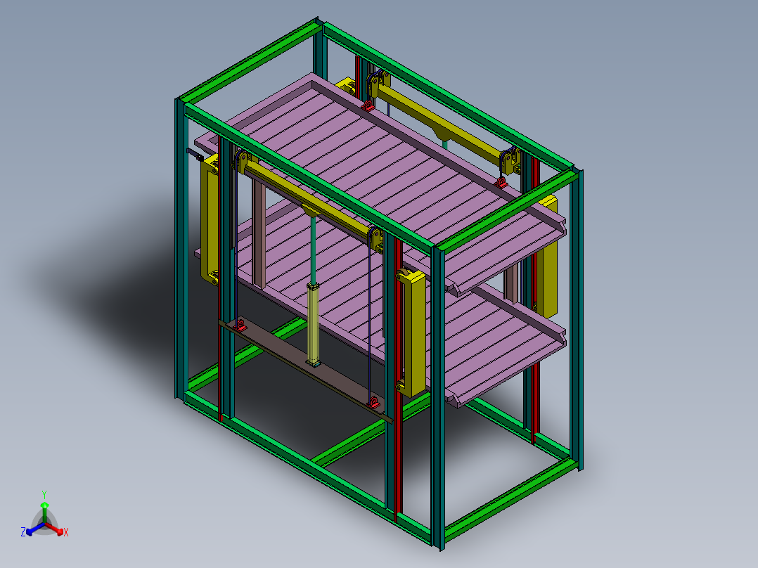立体车库升降车库(2车位)三维SW模型=1435907==90正等轴测图