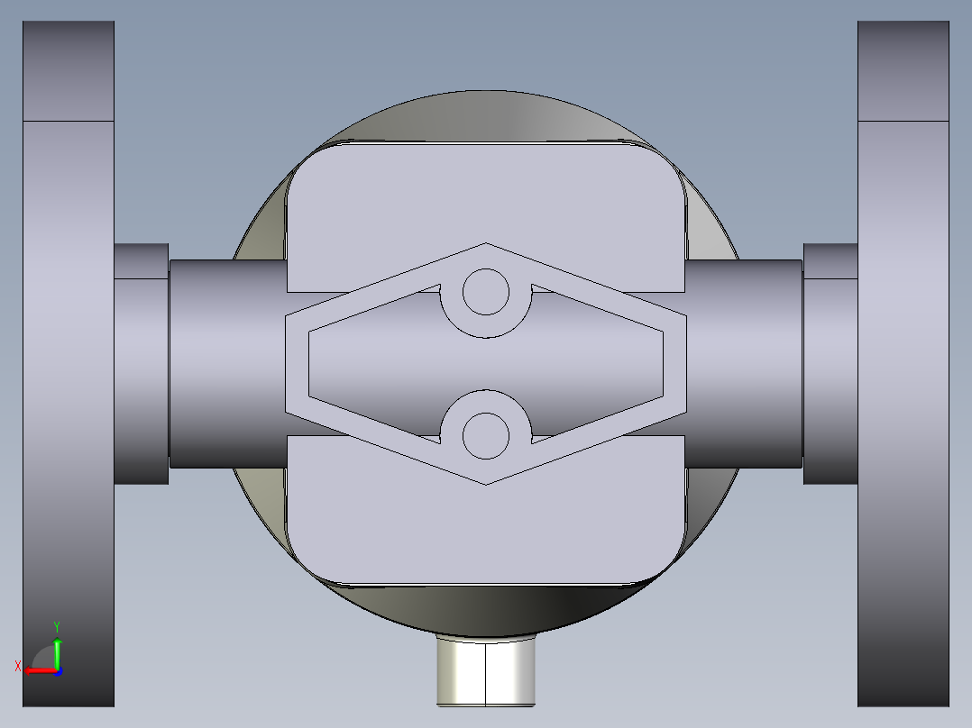 21DKPOAVCP DA 气动隔膜阀双作用与固定法兰，钻孔ANSI B16.5条款150 FF。面对面根据EN 558-1 PVC-U后视图