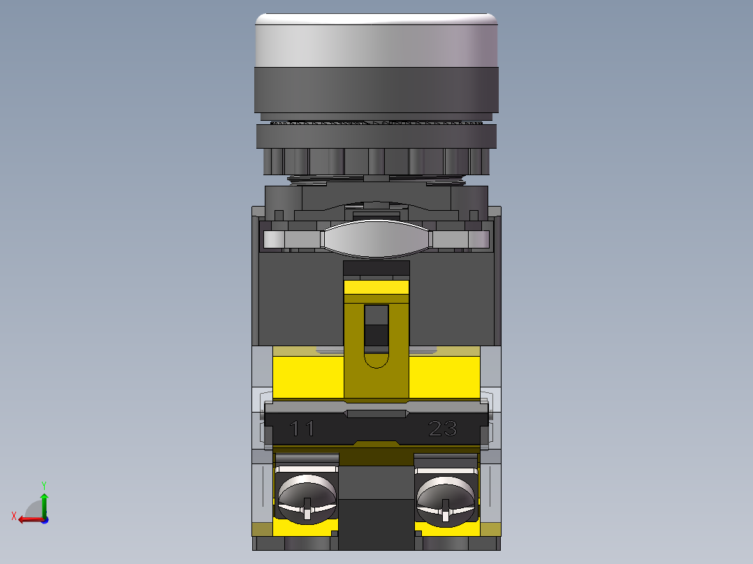 常用带红绿灯自复位自锁按钮开关sw19可编辑后视图