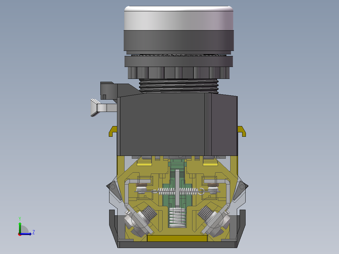 常用带红绿灯自复位自锁按钮开关sw19可编辑左视图