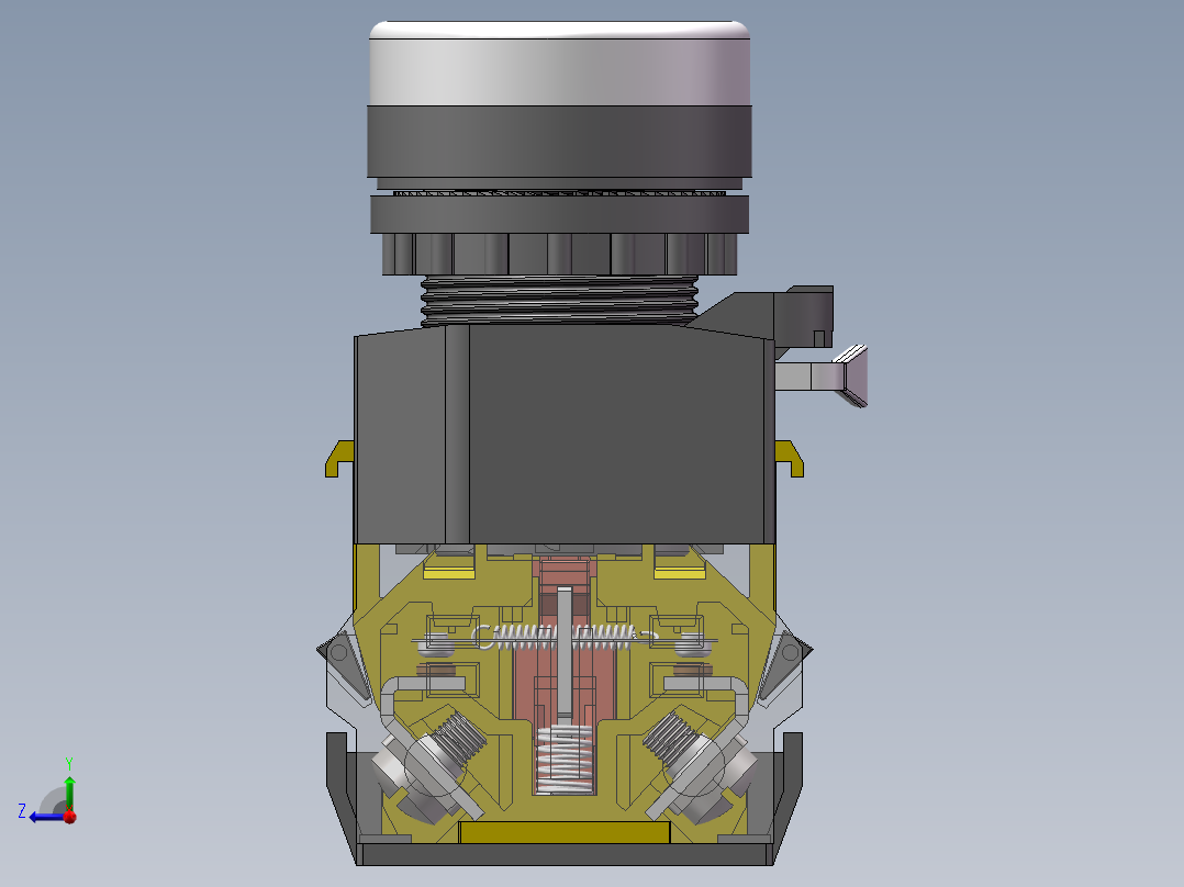 常用带红绿灯自复位自锁按钮开关sw19可编辑右视图