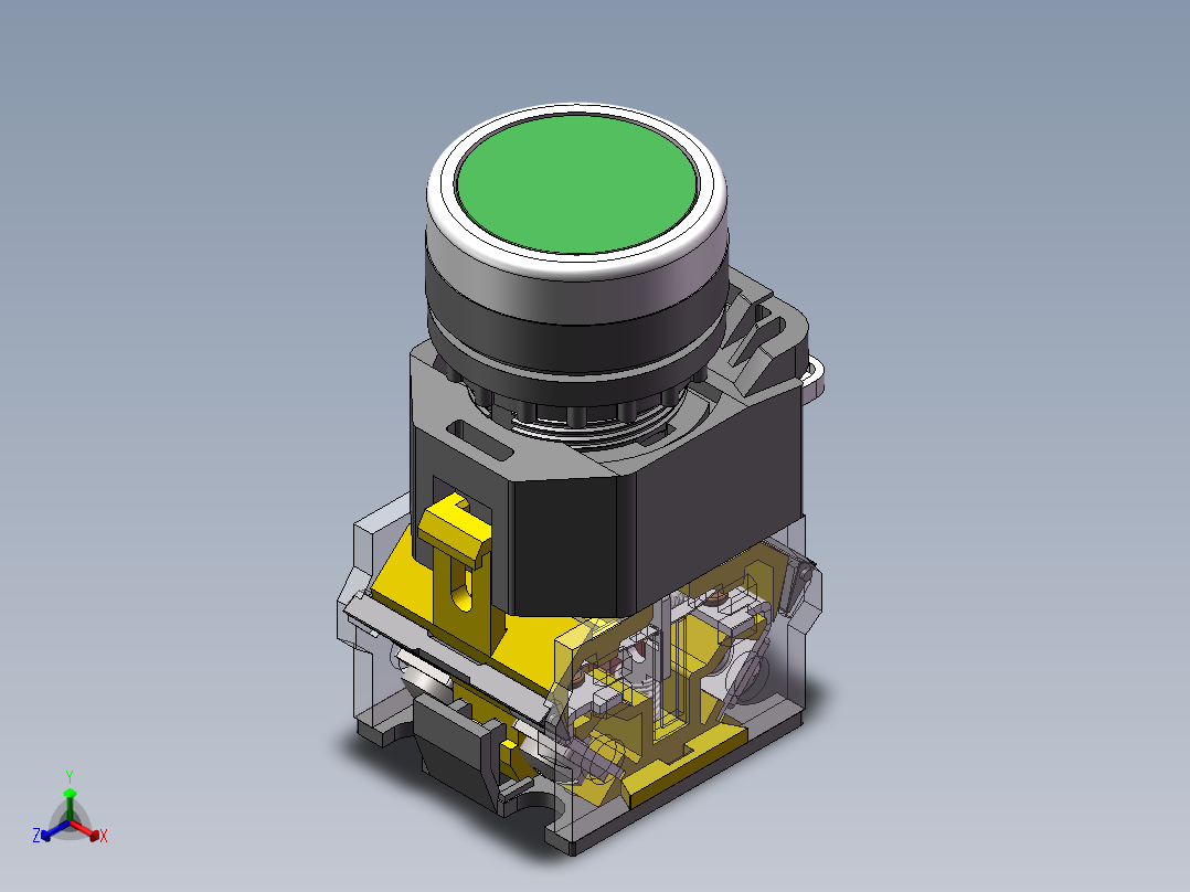 常用带红绿灯自复位自锁按钮开关sw19可编辑正等轴测图