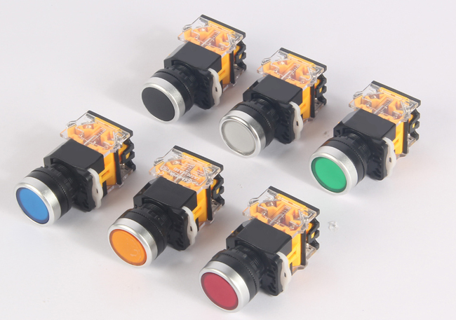 常用带红绿灯自复位自锁按钮开关sw19可编辑