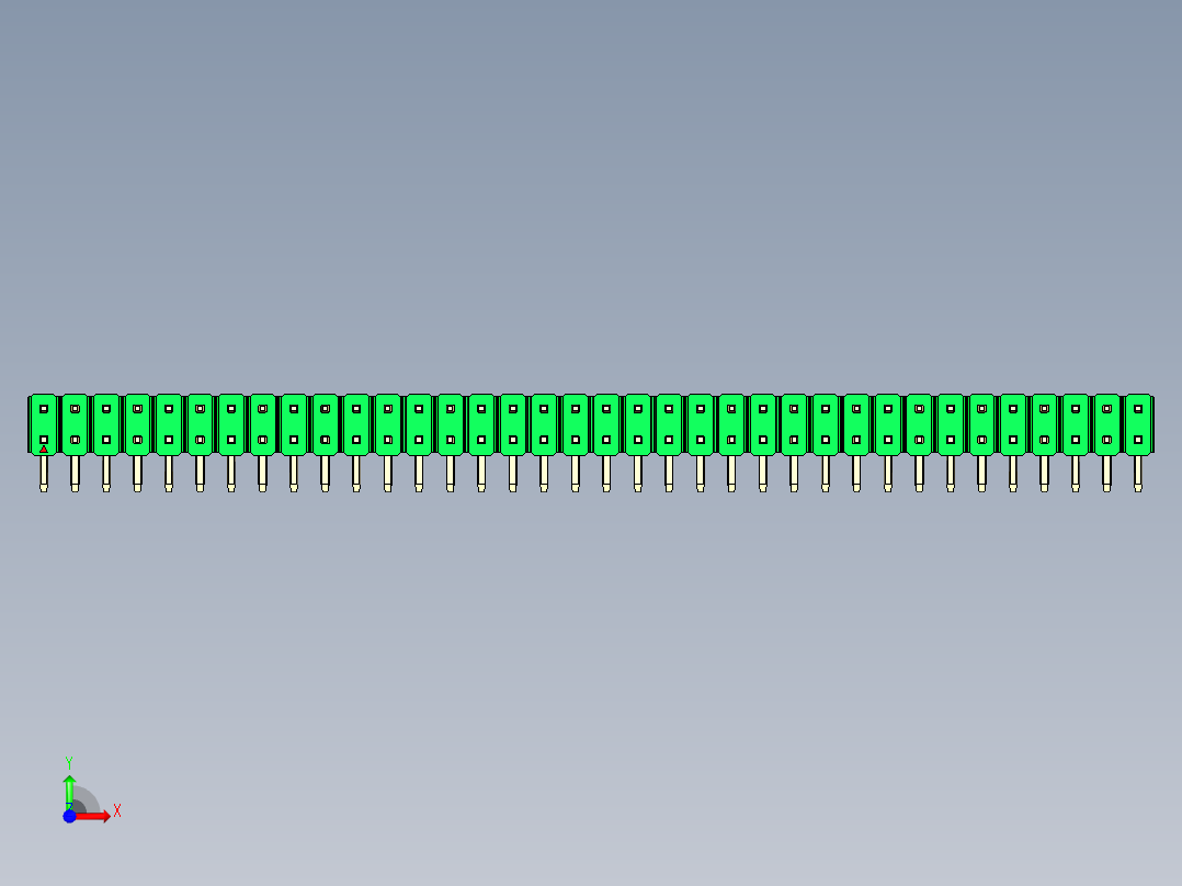 彩色公排针 100mil 2.54mm 系列-DS1022_green_2x36p_100mil_TypeD_rev1.0前视图