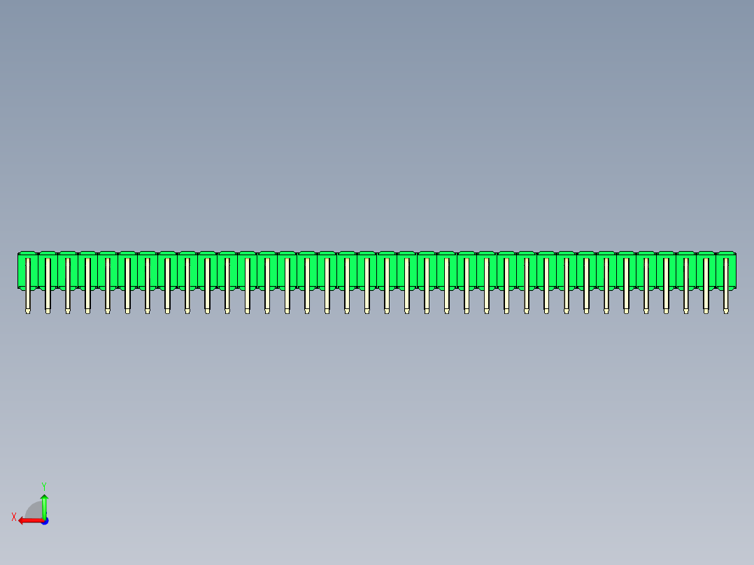 彩色公排针 100mil 2.54mm 系列-DS1022_green_2x36p_100mil_TypeD_rev1.0后视图